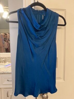 Anthropologie Blue Cowl Neck Sleeveless Blouse
